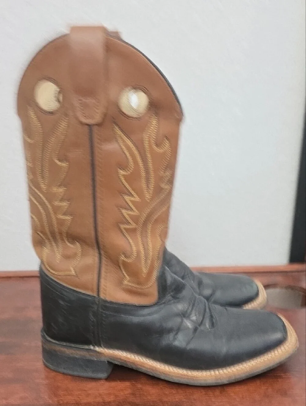 Old West Brown Shaft with Black Foot Kids Cowboy Boots